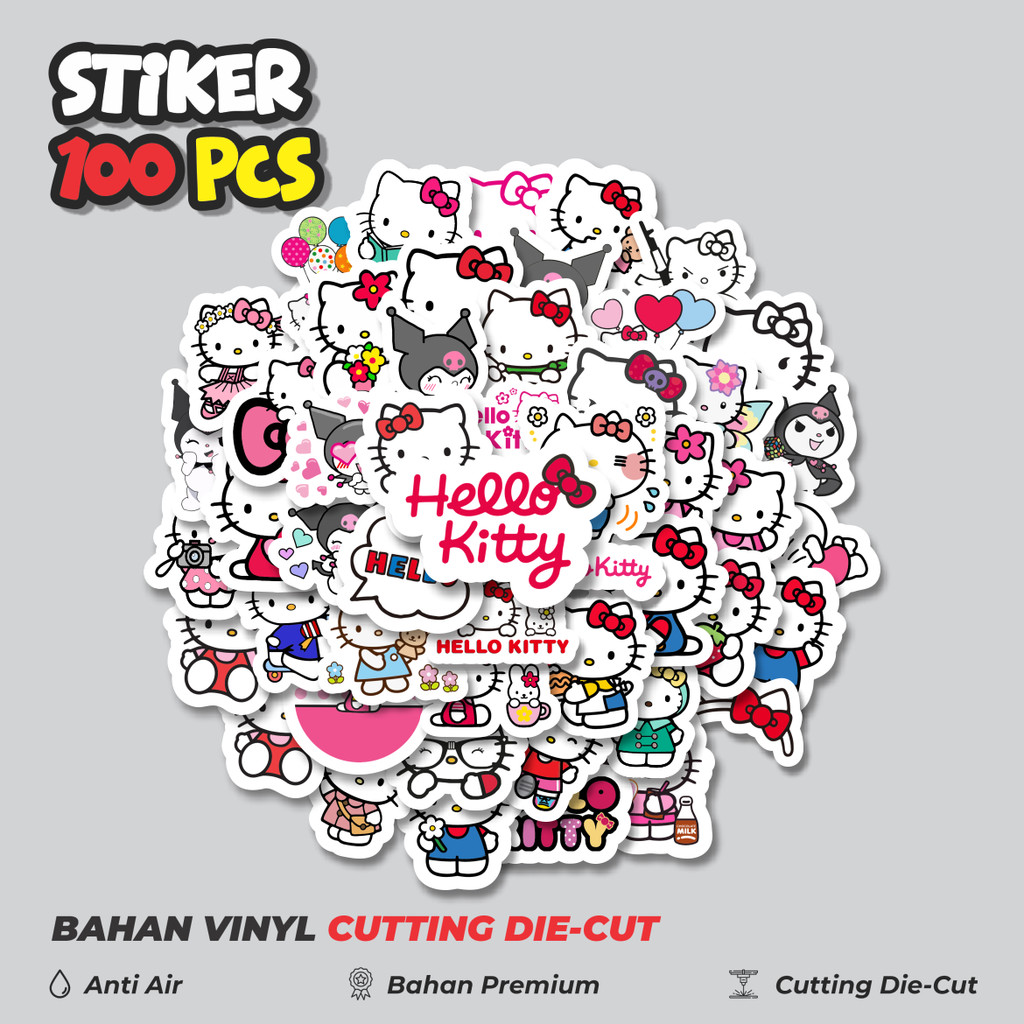 

Terbaru! 50 pcs Stiker Kartun Hello Kitty Dekorasi Lucu Kreatif untuk Notebook, Skateboard, HP