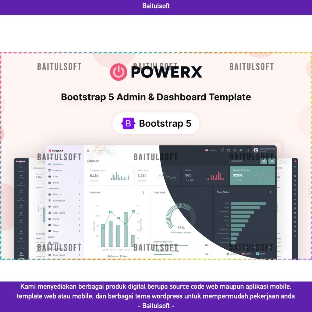 WEB TEMPLATE POWERX - BOOTSTRAP 5 ADMIN & DASHBOARD UI KIT D2389 BAITULSOFT