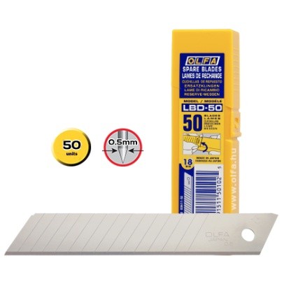 

OLFA LBD-50 Refill Pisau Cutter 18 mm (50pcs/pack) Double Segments Heavy Duty Blades 18mm