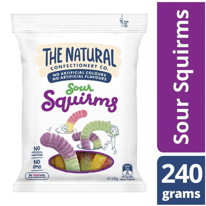 

THE NATURAL CONFECTIONERY CO. | JELLY CANDY GUMMY PRODUCT OF AUSTRALIA - SOUR SQUIRMS Terlaris