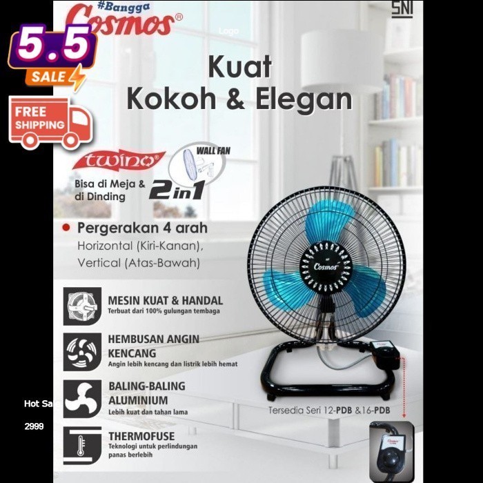 COSMOS - KIPAS ANGIN 16 PDB 16 INCH bisa Meja & Dinding BR1 CSK
