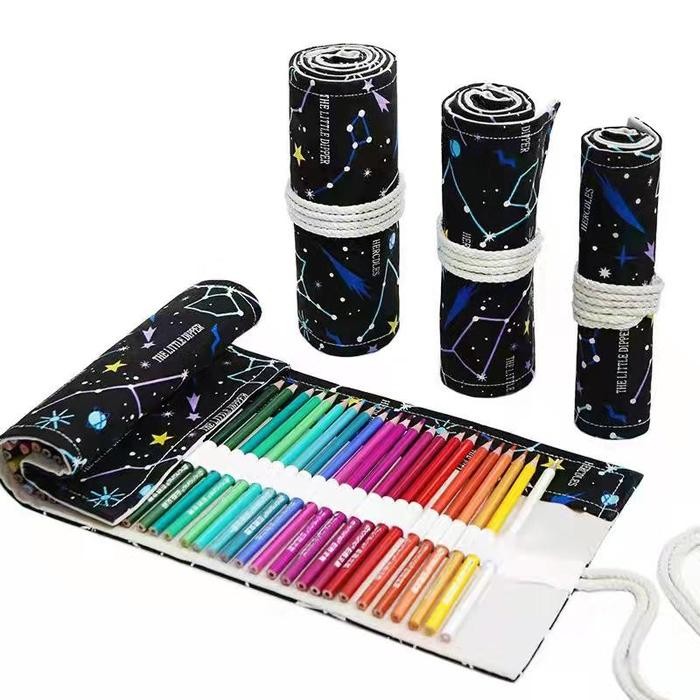 

AHHA Bohemian Tas Pensil Gulung Canvas 36 / 48 / 72 Slot / Colour Pencil Case Slots / Tas Tempat Pensil Warna Gulung Canvas / Tempat Kain Stationery - Black Sky, 36