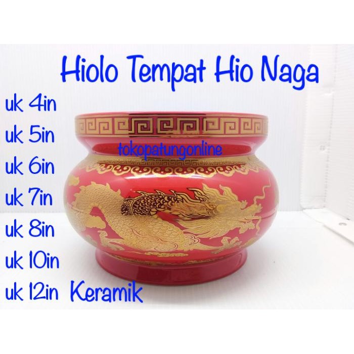 Hiolo Tempat Dupa Naga Keramik Uk 7in Merah