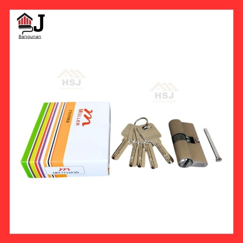 Silinder Cylinder Slot Kunci Pintu Rumah Besar Stainless Kotak Putih Muller 75160 - AJB