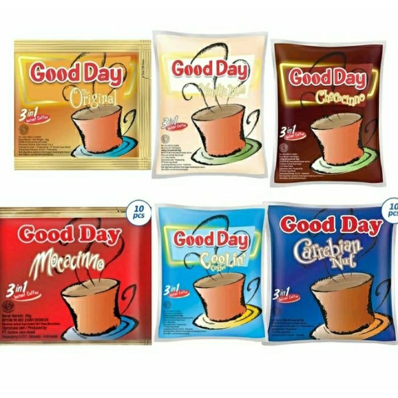 

Good Day Kopi Instan Aneka Rasa – 1 Renceng 10 Sachet (Cappuccino, Mocacinno, Chococinno, dll)