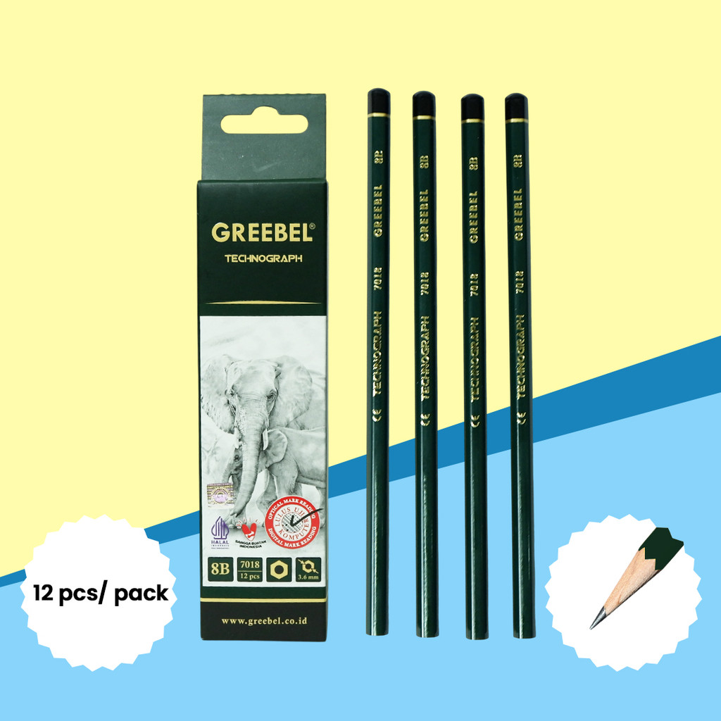 

GREEBEL Pensil Kayu 8B 7018 (12PCS/SET) / Alat Tulis Ujian Sekolah / Pensil Gambar