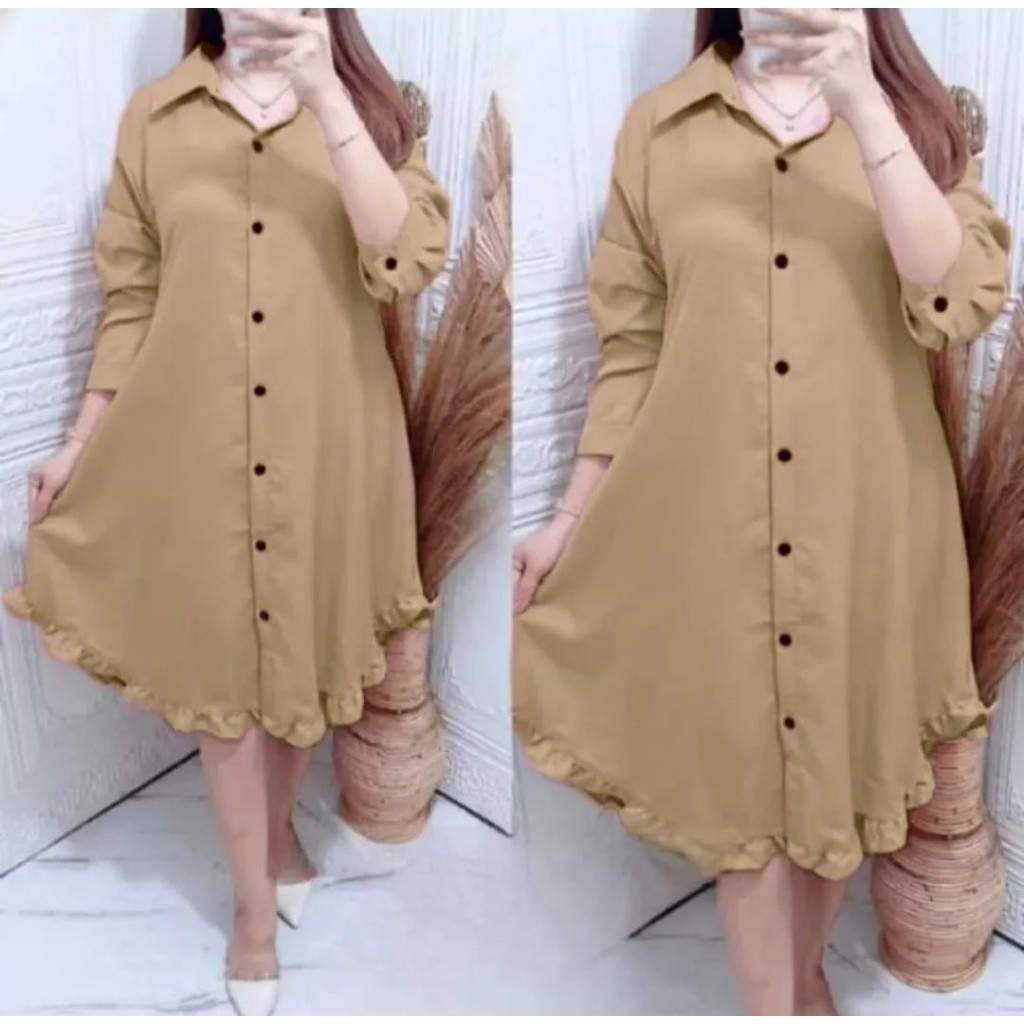 BASIC JUMBO  BAJU TUNIK MODEL KEKINIAN PREMIUM RUFFLE