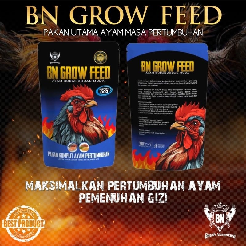 Obat Ayam Aduan Bangkok BN GROW FEED pakan untuk muda usia 3 bulan keatas agar pertumbuhan maksimal