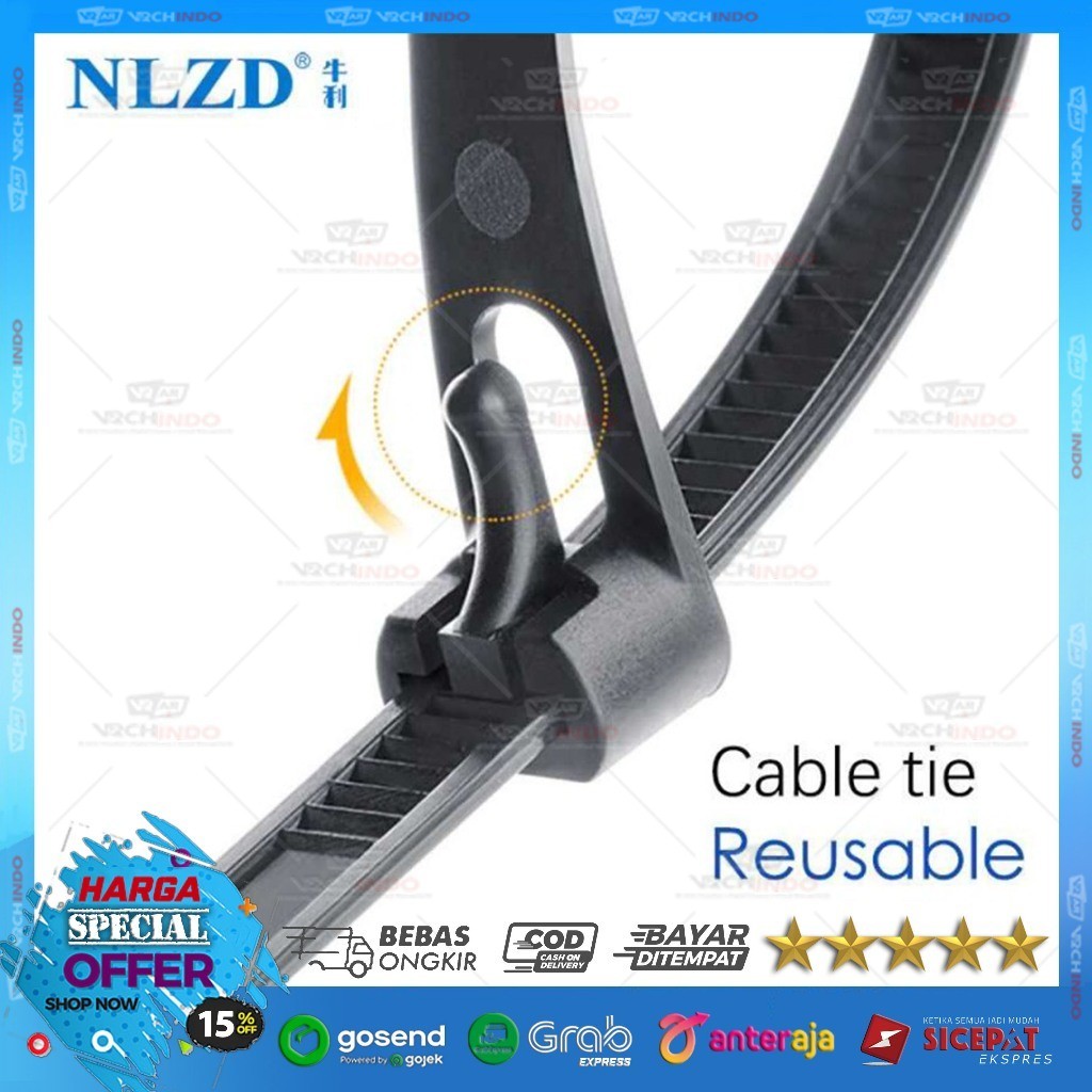 Ripet Kabel Tie Ties Zip Cable Organizer Reusable / Releasable 1 Pcs 