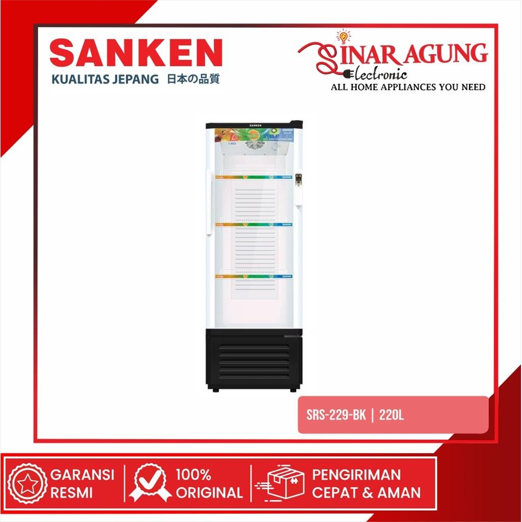 SANKEN SRS229BK / SRS229BK SHOWCASE 220 LITER - GARANSI RESMI