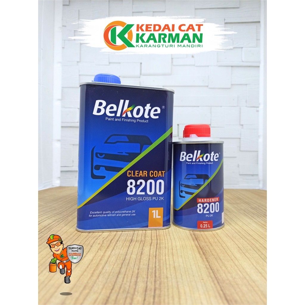 CLEAR COAT / CLEAR / PERNIS BELKOTE PU 2K GLOSS 8200 1 LITER 1 SET - PELINDUNG CAT DUCO MOBIL MOTOR 
