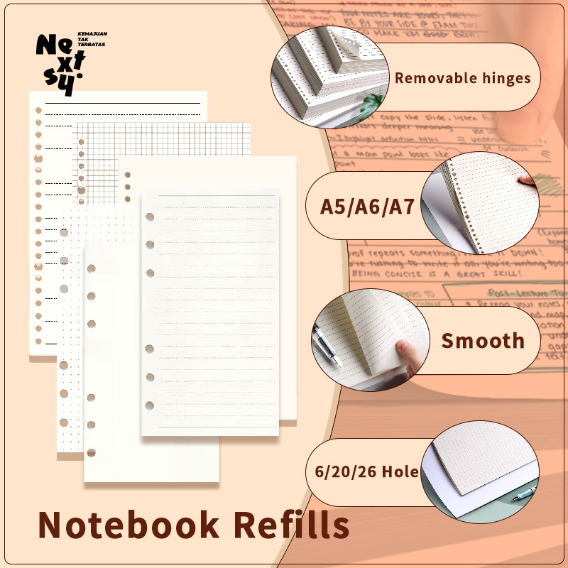 

[READY] Nextsy LOOSE LEAF A6 A5 B5 KERTAS FILE ISI BINDER 6 20 26 HOLES B5 BAHAN BOOK PAPER