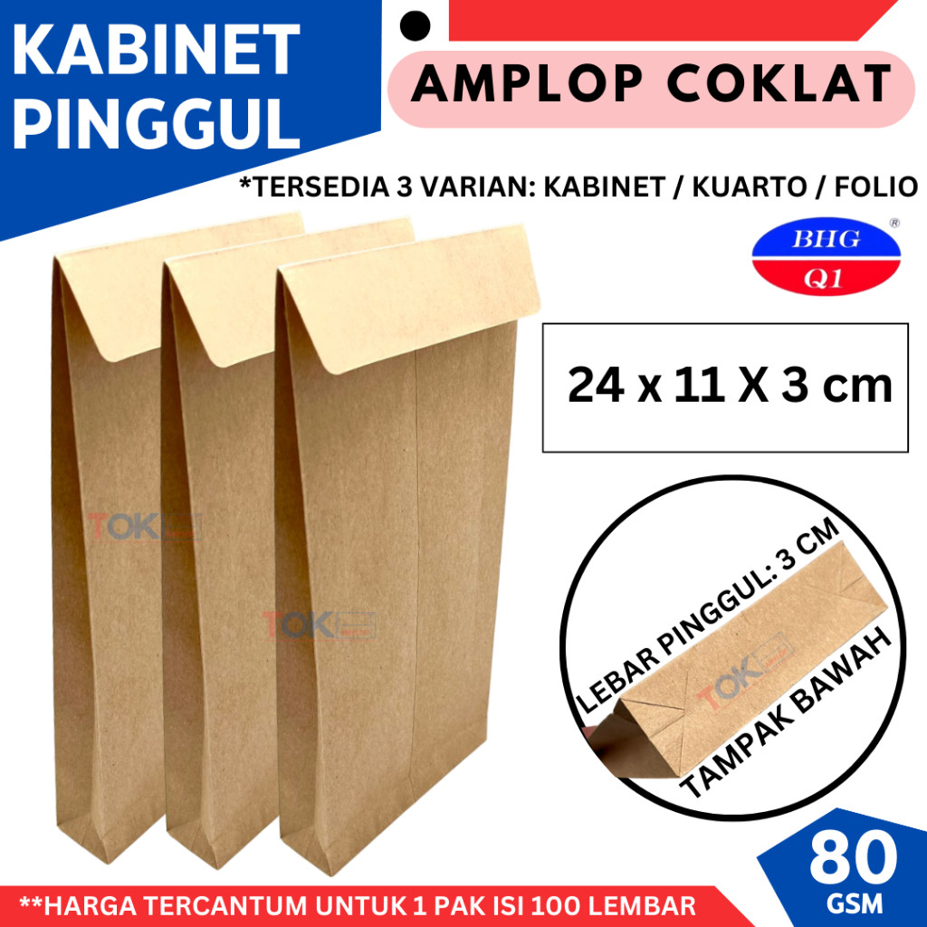 

Amplop Coklat Kabinet PINGGUL ( 11x 24 X 3 CM ) isi 100lbr amplop uang