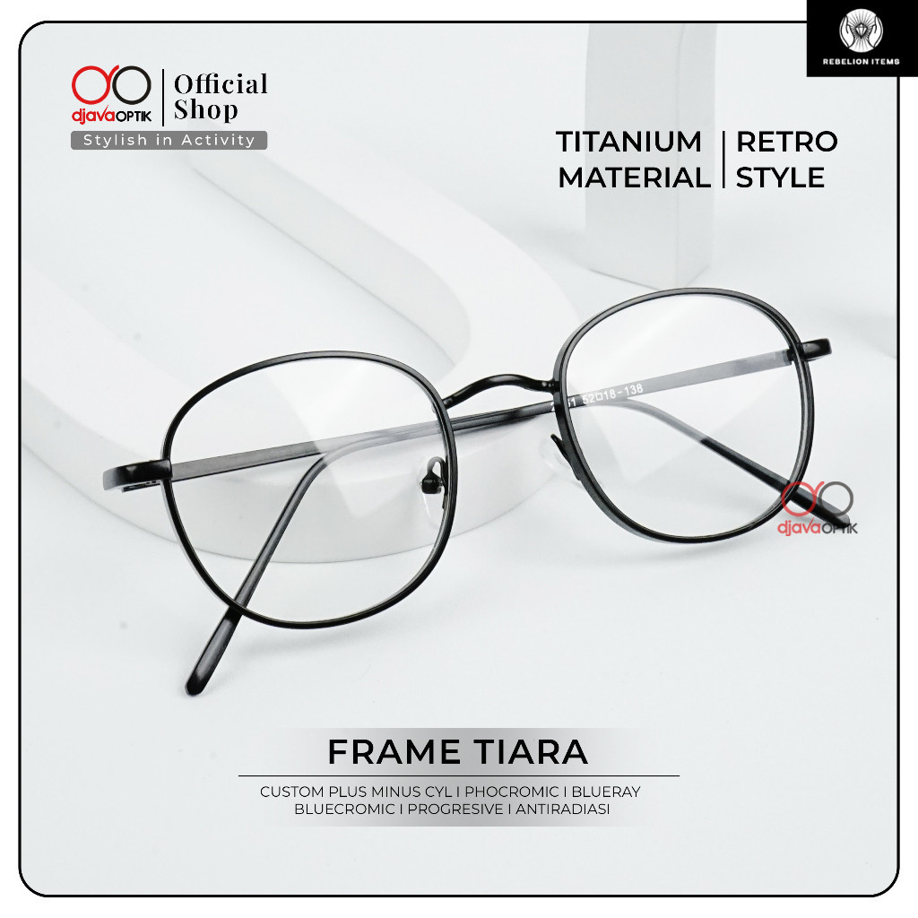 DJAVA OPTIK - Frame Tiara - Kacamata Korea Bulat Bahan Full Titanium