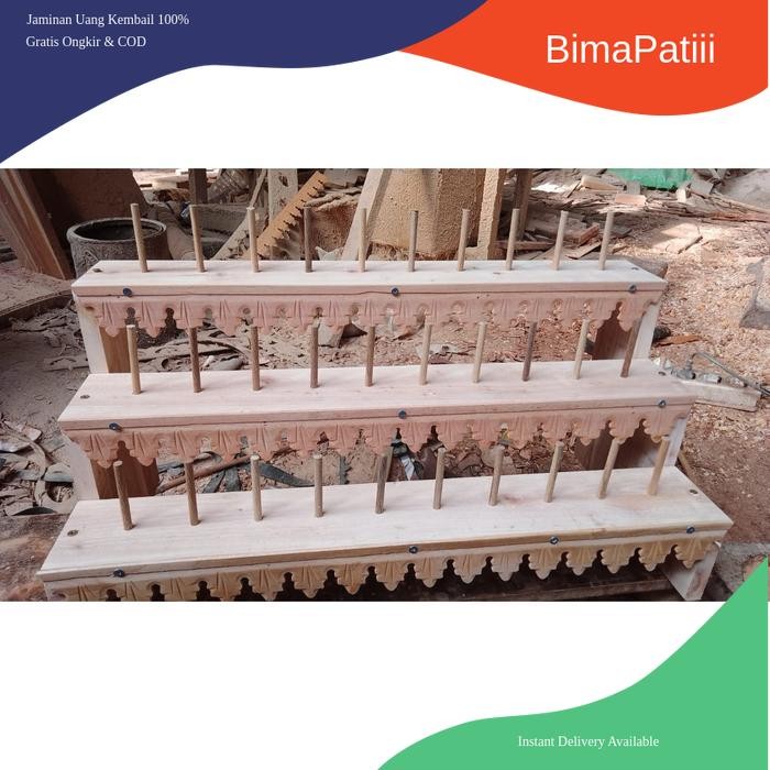 jagrak deder darikayu jati mentah model mewah hias risplang segi tiga pakem ukir bali isi 30 bk  Ker