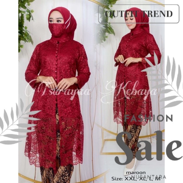 SETELAN KEBAYA TUNIK KANCING  TUNIK BROKAT BUSUI MODERN KEBAYA TUNIK KANCING DEPAN KEBAYA TUNIK PEST