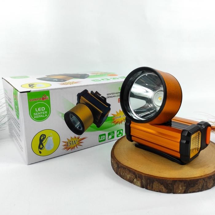 Senter Kepala Headlamp Sunpro SL-8848 A Putih 15 Watt Charger - Putih