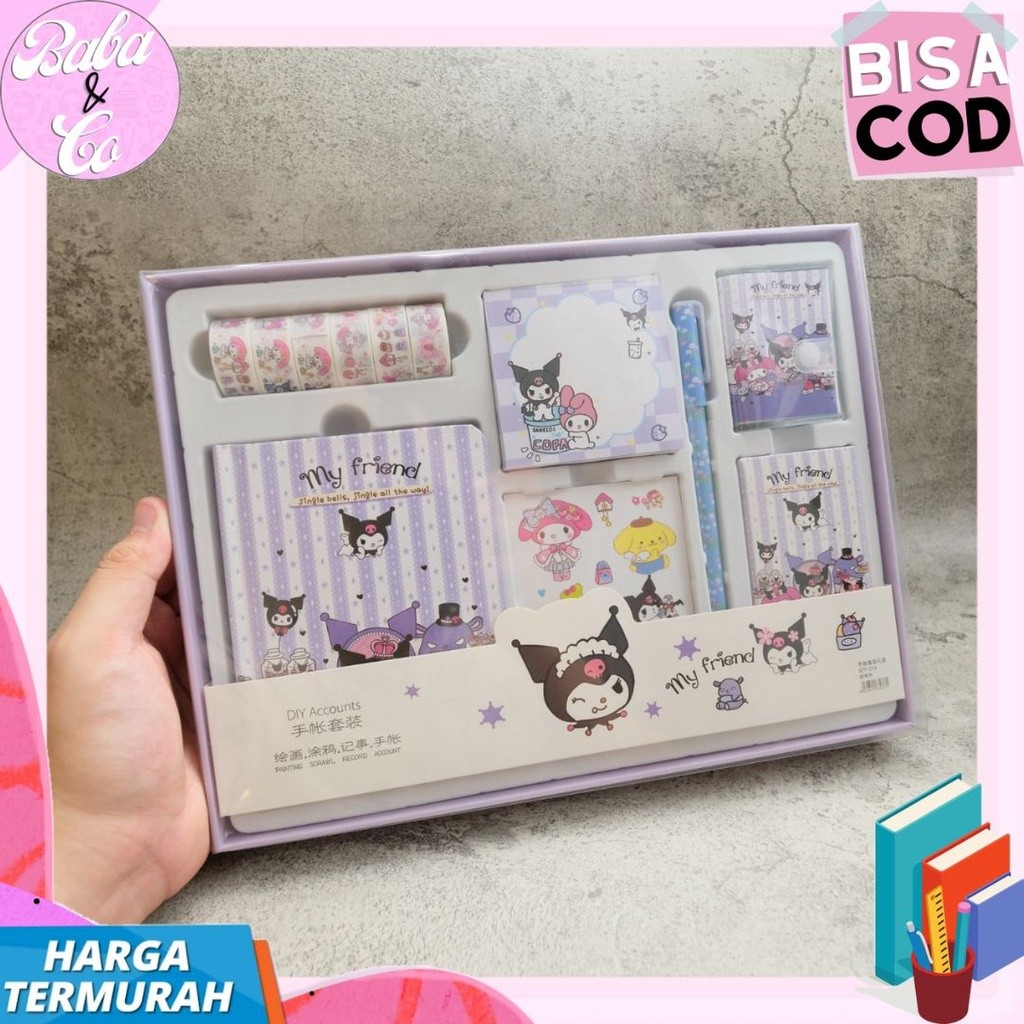 

Jurnal 7 in 1 Kuromi Melody dan Cinnamoroll Paket Murah Buku Harian Kuromi Alat Tulis Sanrio Estetik Lettering Book Lettering Pen Buku Lettering ATK Murah Bisa Cod
