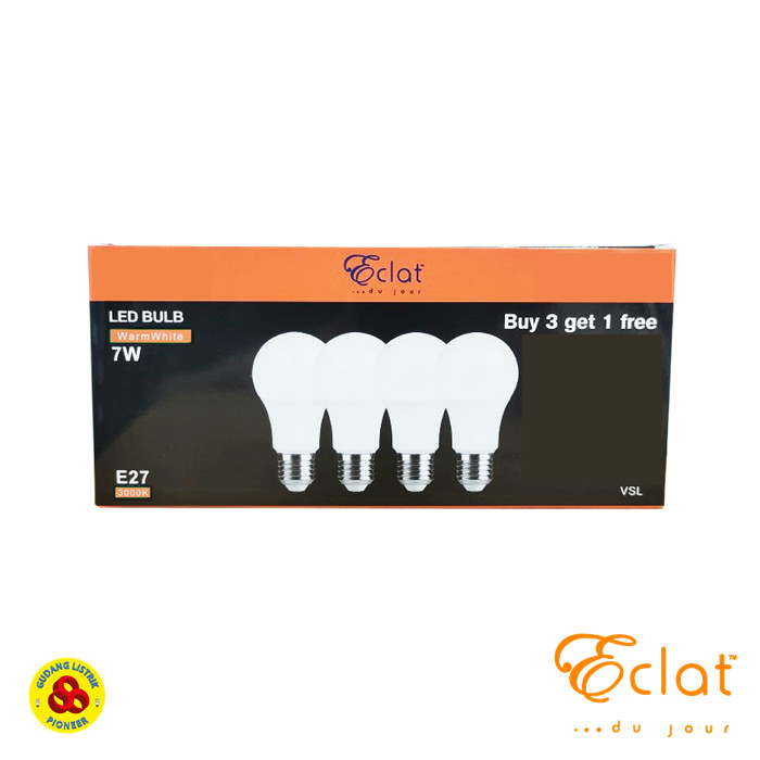 Eclat LED Bulb Paket 7W Kuning isi 4 VSL Pack 7 Watt WW