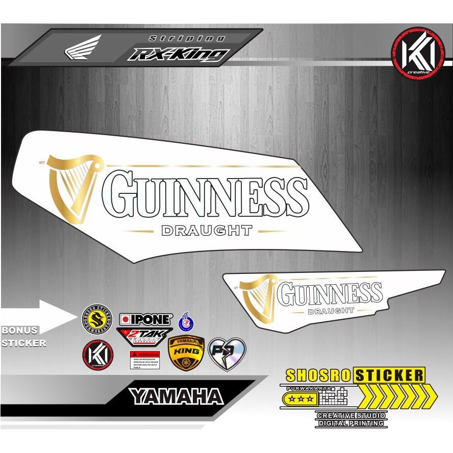 STIKER VARIASI NEW STRIPING MOTOR RX-KING VARIASI GUINNESS MOTIP SIMPEL DAN ELEGAN NEW