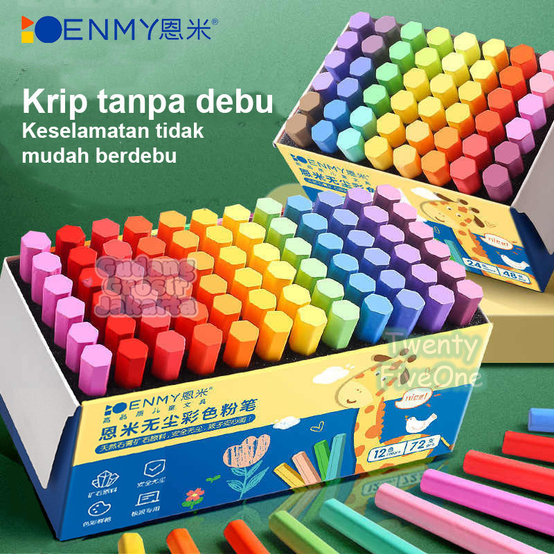 

ENMY Papan Tulis Kapur Blackboard Warna Chalk Putih 48pcs Warna-warni Cerah