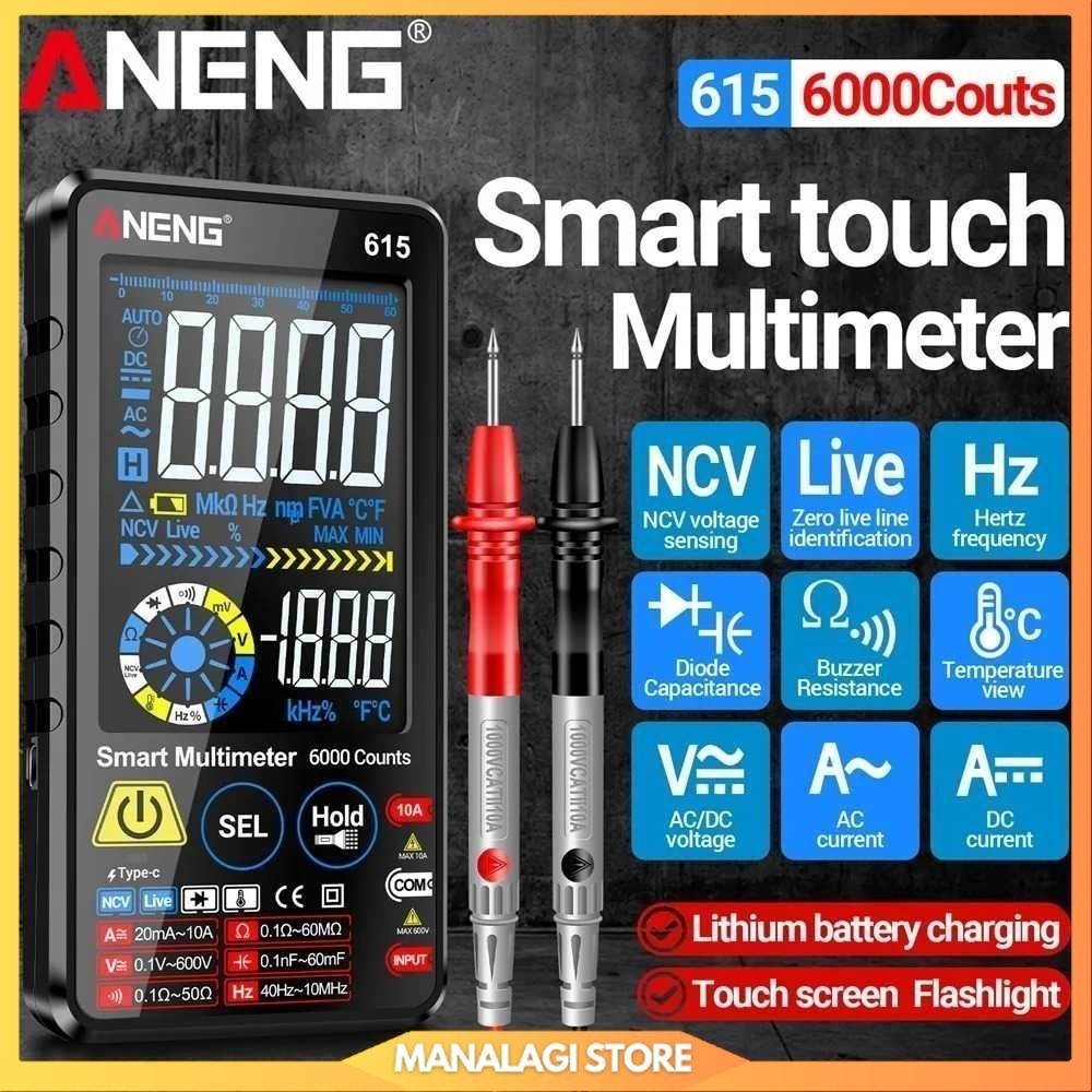 ANENG Digital Multimeter Touchscreen NCV Lighting 6000 Count 700mAh - 615