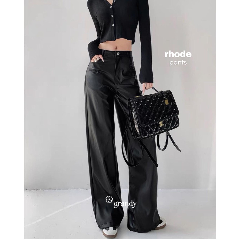 【】GRANDY - Rhode Leather Pants / Celana Wanita Kulit