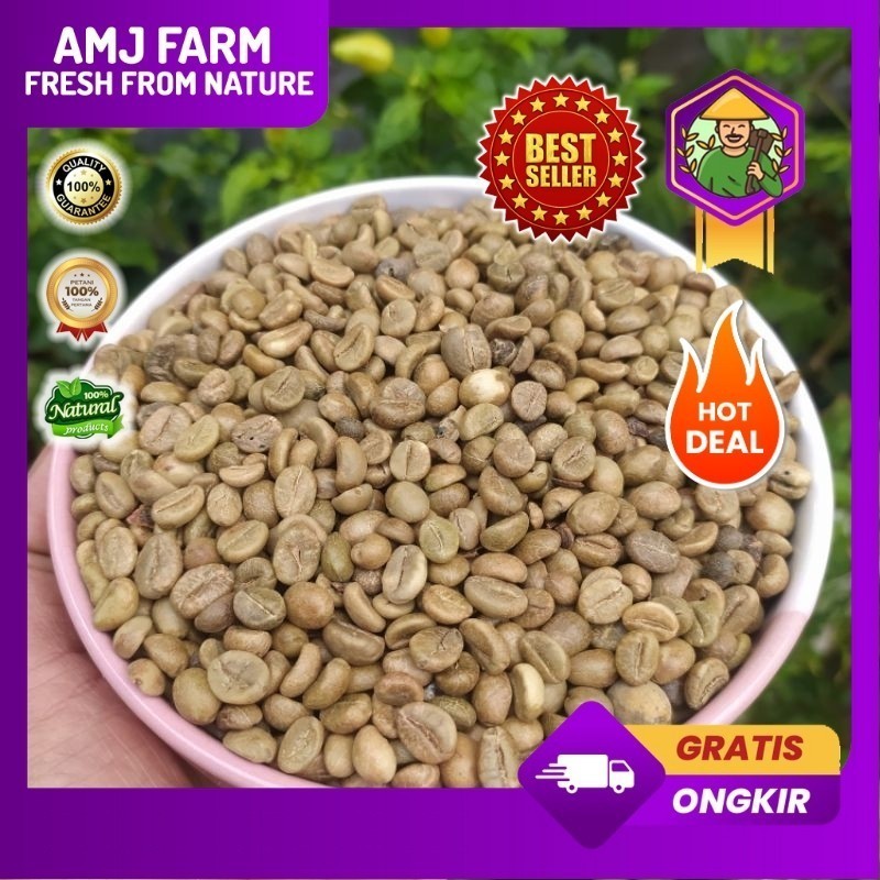 

1 Kg KOPI ROBUSTA Gunung Kawi ASALAN TANPA SORTASI Green Bean / Biji Kopi Mentah AMJ FARM