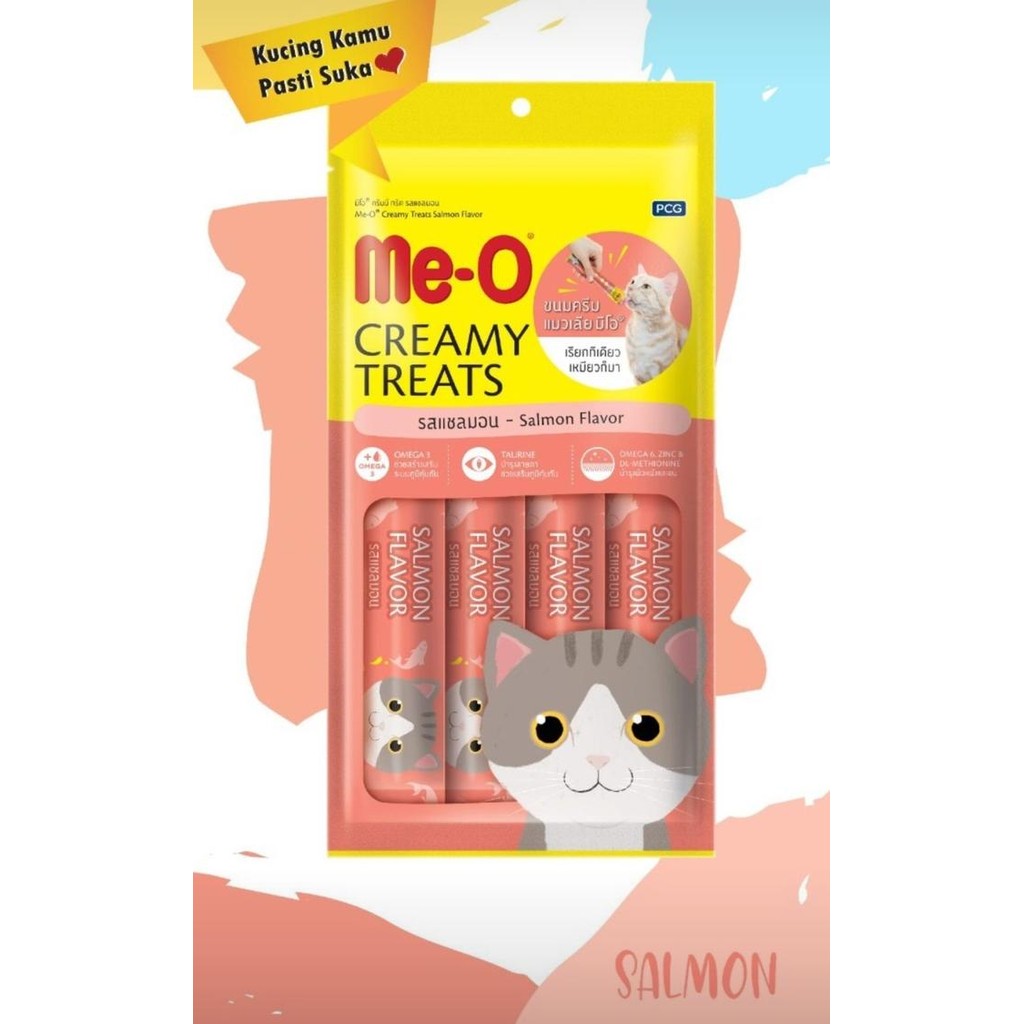 

MEO Creamy Me-O Treats Snack Cemilan Kucing 60 gr (4 x 15 g) - SALMON