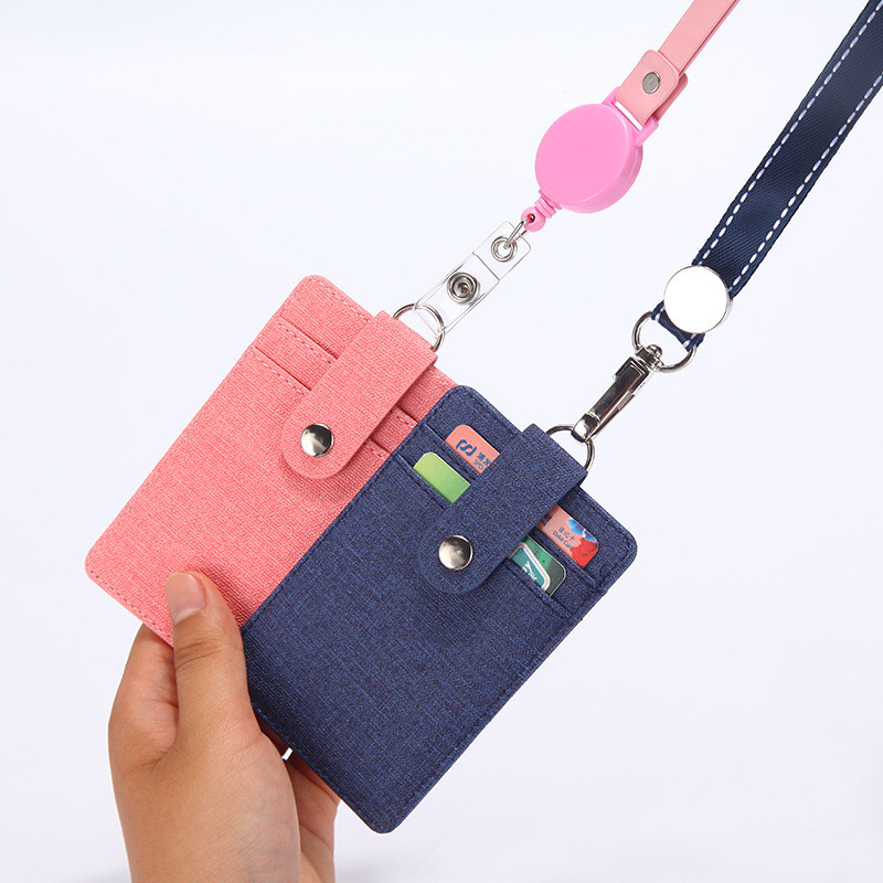 

Pu imitation cloth work card card set work identification set factory badge set custom work card set tag with lanyard