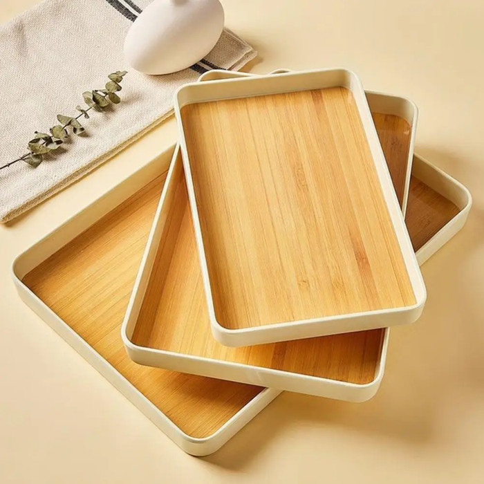 Nampan Plastik Tatakan Gelas Model Kayu Teh Tea Tray Japanese Wood Style