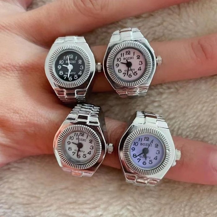 Jam jari tangan cincin jam unik pria wanita Jam cincin analog hidup - Bulat, Pink