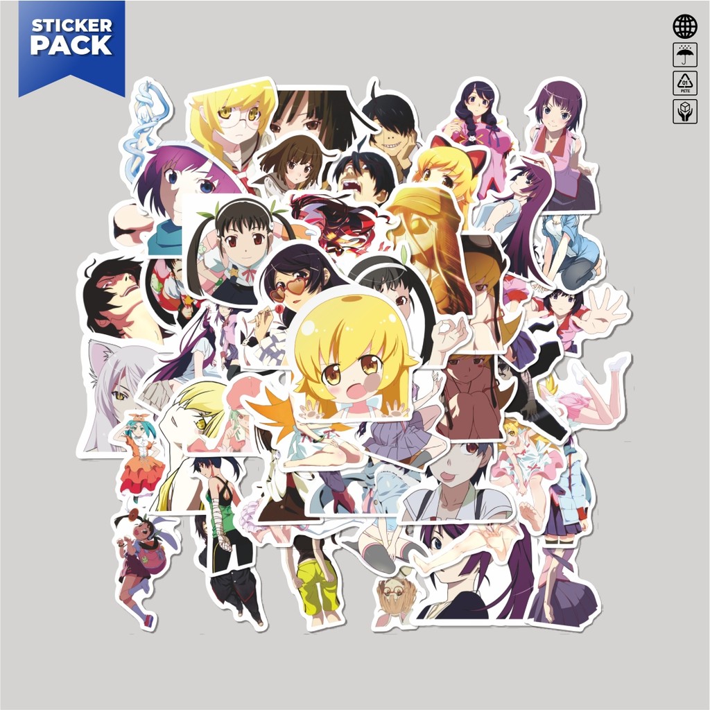 

[100PCS]Stiker Pack Stiker Anime Monogatari Series Aesthetic Vinyl Anti Air Dekorasi Sticker Laptop Buku Journal Koper Helm Casing HP Gitar Helm Skateboard