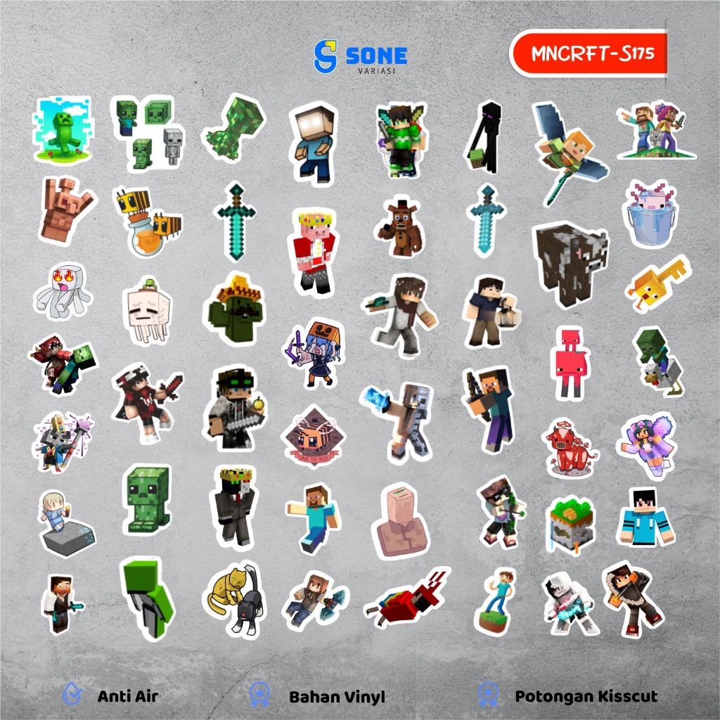 

Stiker Aesthetic MINECRAFT Bahan Vinyl Waterproof Sticker Laptop Koper Thumbler Journal Buku Notebook