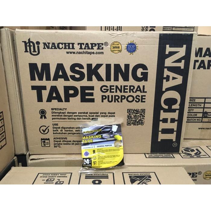 

[PER 1 DUS] Lakban Kertas Nachi 1 inch 24mm 20 YARD / Masking Tape ( 1 DUS ISI 96 ROL) - 1INCH(24MM) Terlaris