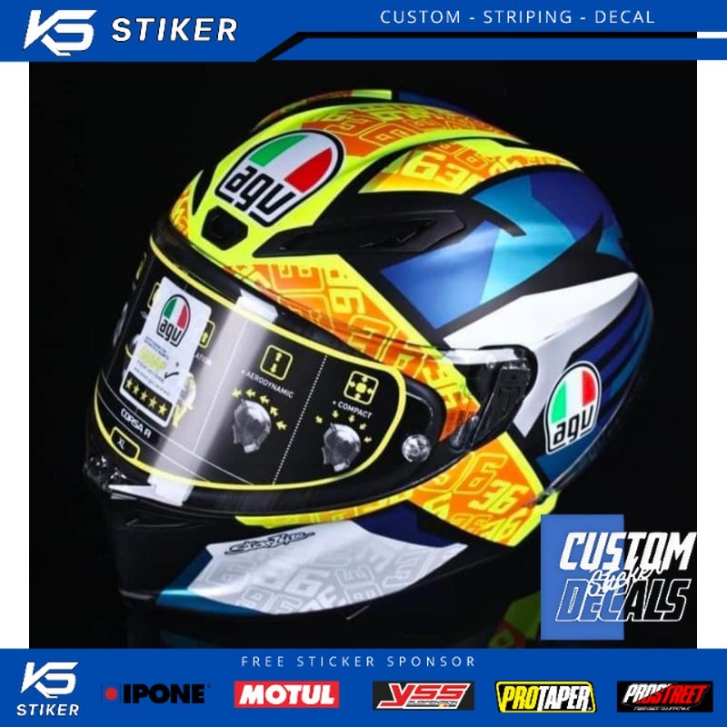 Decal Stiker Helm Fullface Universal Joan Mir Anti Pudar Premium Quality