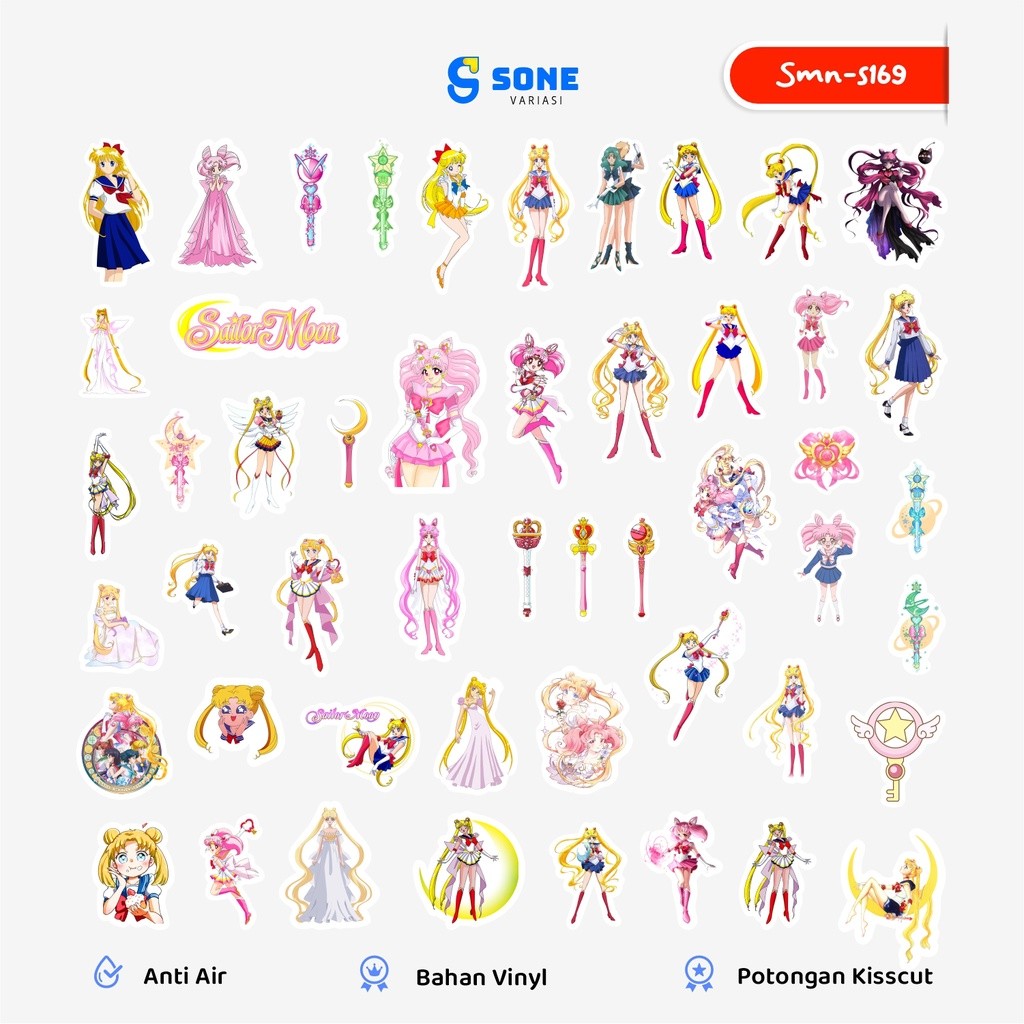 

Stiker Pack Sailor Moon Aesthethic Paper Vinyl Waterproof Anti Air / Sticker Helm Buku Journal Koper