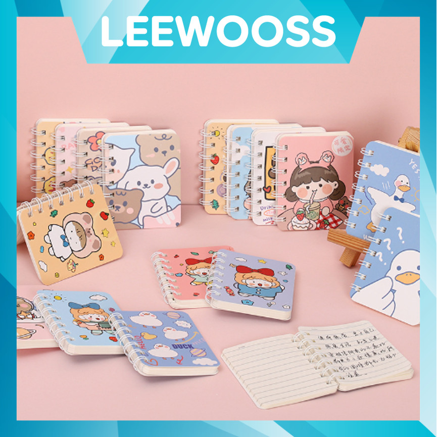 

LEEWOOSS B5865 Buku Catatan Ring Buku Mini Alat Tulis Portable Buku Catatan Kecil Notebook Ring Motif Notebook Ring Motif