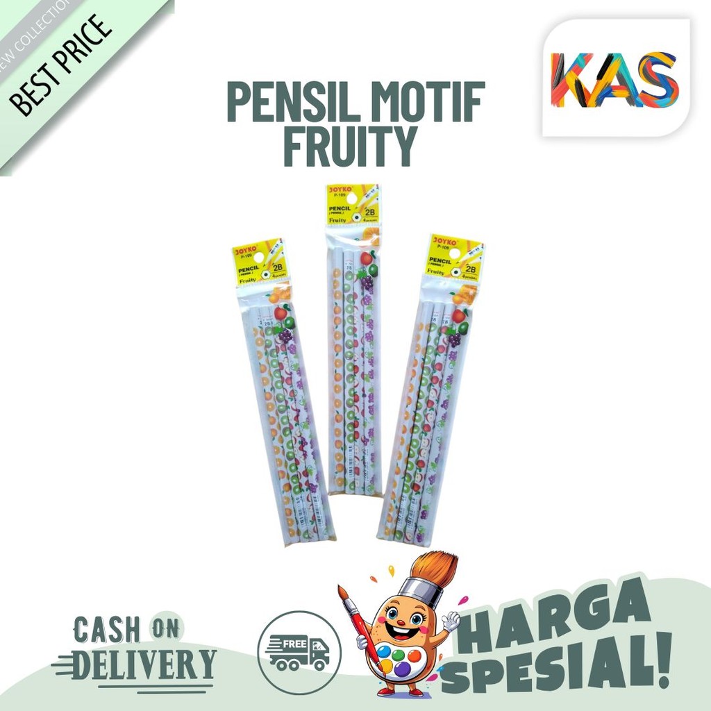 

Pencil / Pensil Joyko P-109 2B Motif Fruity 1 set isi 4 pcs pensil