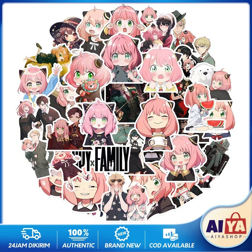 

50Pcs Sticker Stiker Spy X Family Stiker Anime Vinyl Waterproof Untuk Helm Buku Journal Casing HP Laptop