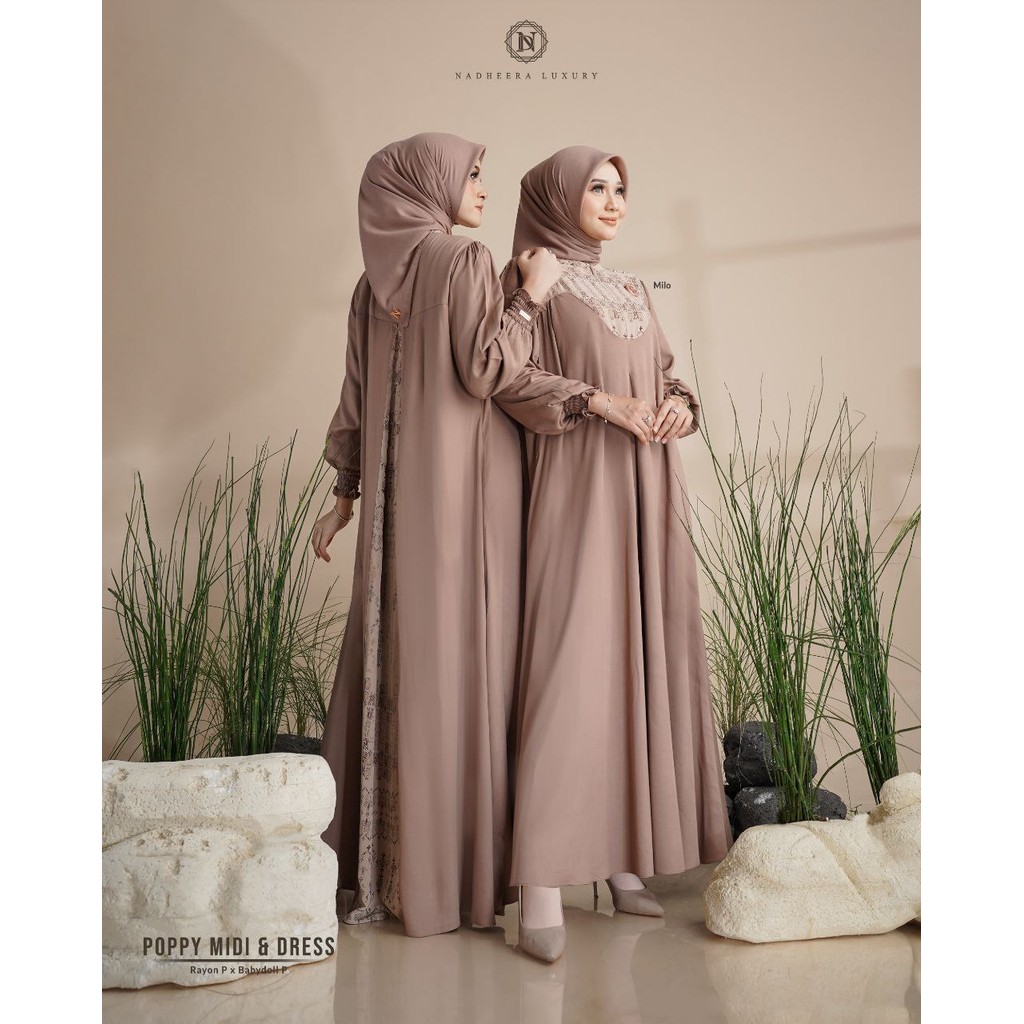 NADHEERA LUXURY POPPY DRESS RAYON PREMIUM // BLACK // LAUREL // MILO // WINE