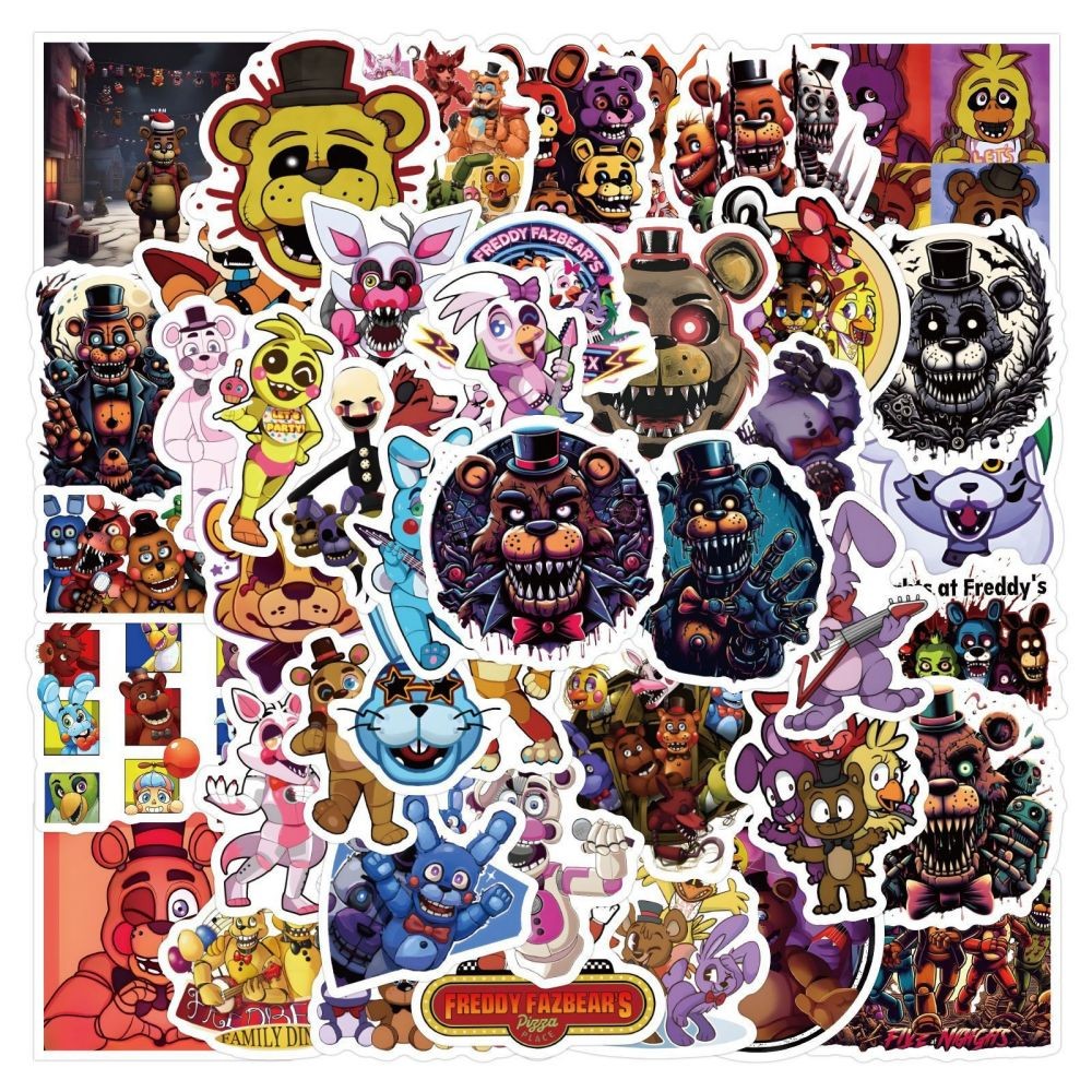 

60pcs FNAF Stickers Five Nights At Freddys Scooter Trolley Case Sticker PVC Graffiti Sticker Child DIY Trunk Notebook Decal Gift