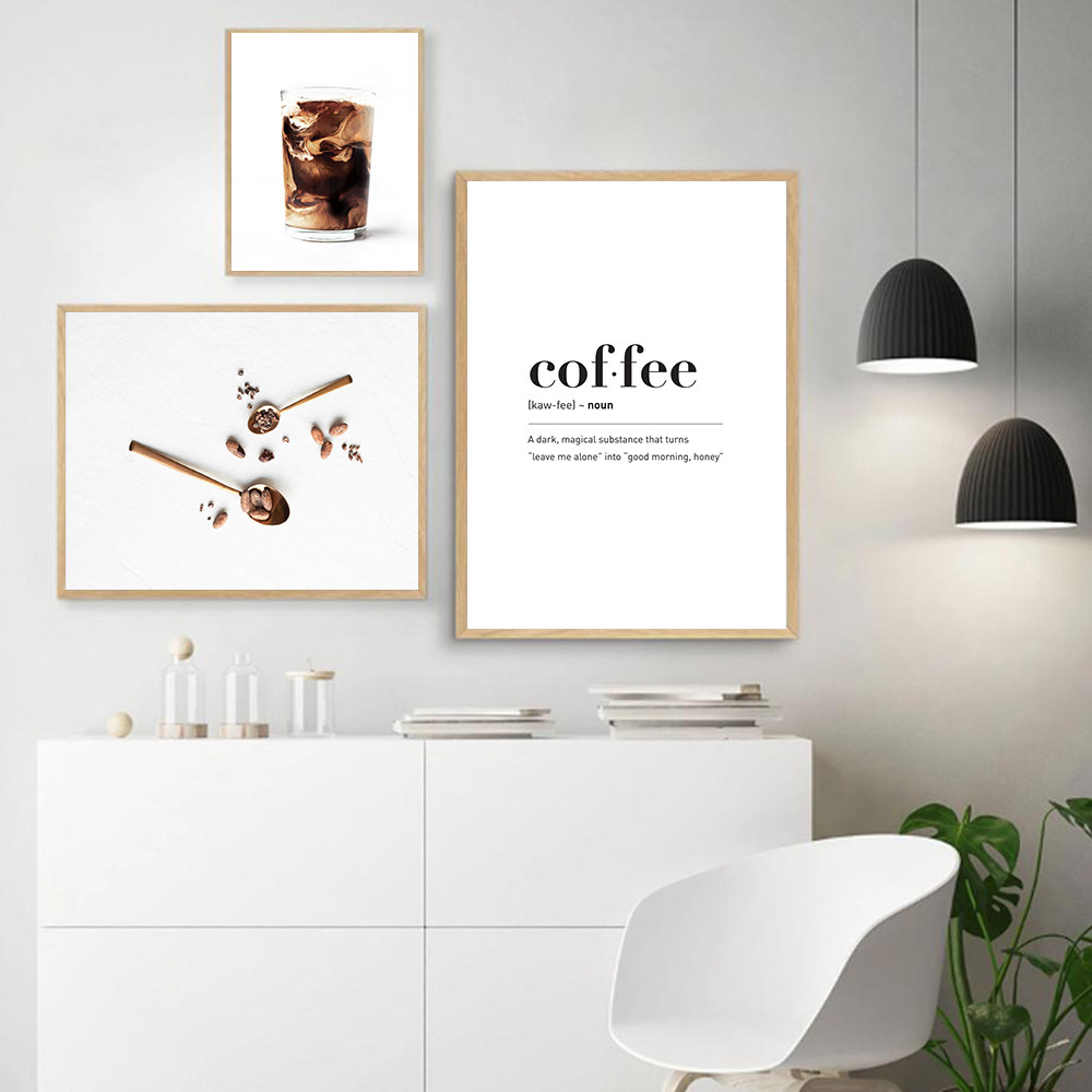 

Wine Coffee Quote Wall Art Pictures Black and White Kitchen Food Poster Canvas Painting Modern Art Wall Prints for Living Room