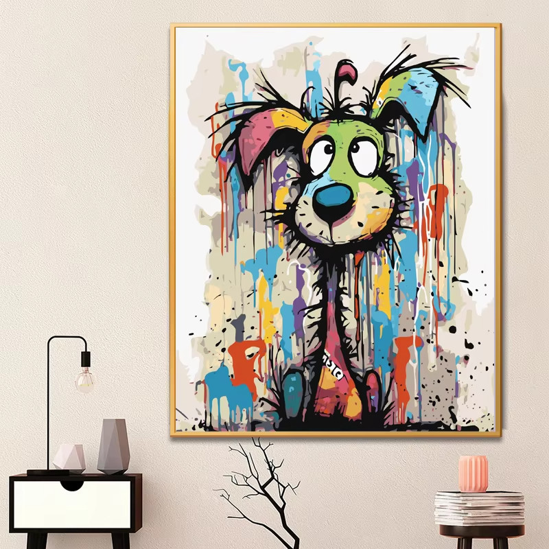 

MINISO DIY Oil Painting By Numbers abstract dog Wall Decor Gifts Frameelss