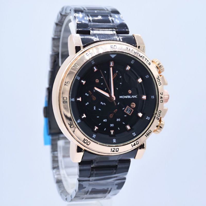 Promo Jam Tangan Pria/ Jam Tangan Cowok Sporty Murah Montblanc Chrono Variasi Tanggal On Tali Rantai