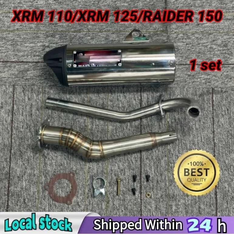 APIDO Muffler Pipe for Raider 150 carb & Xrm 125/RS125carb/fi / XRM 110 carb (chrome/black) 1set