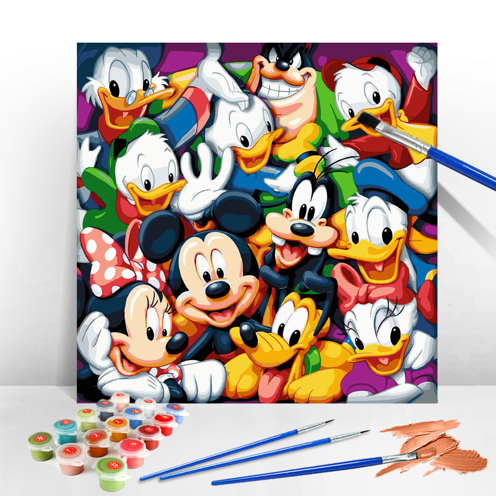 

Disney DIY Painting By Numbers Cartoon Donald Duck Diy Hobby Draw On Canvas Mickey Minnie Cute Wall Decoration For Home