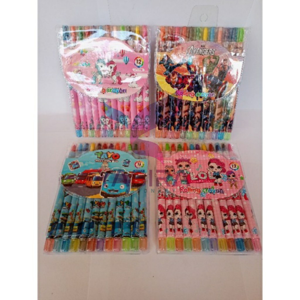 

Crayon Putar Panjang Karakter Fancy 12 Warna