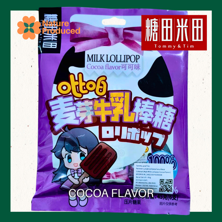 

[Tommy & Tim] Malt Milk Lollipop Cocoa Flavor 45 g – Permen Cokelat Malt Susu, Praktis & Lezat