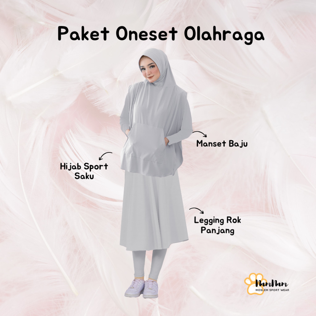 AA87 Paket setelan outfit olahraga muslimah hijab